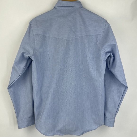 Cowgirl Co Shirt Womens Medium M Button Blue White Embroidered Western - Picture 5 of 7